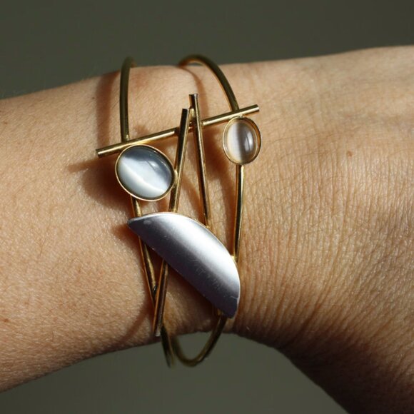 Vintage Modernist Christopher Poly Cuff Bracelet Small wrist - Picture 4 of 5